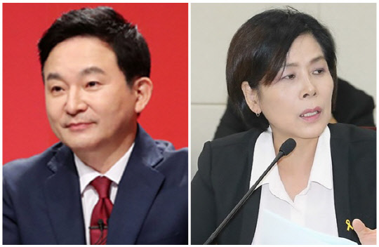 원희룡(왼쪽) 전 제주도지사와 최민희 더불어민주당 전 의원. 원희룡 캠프 제공, 연합뉴스